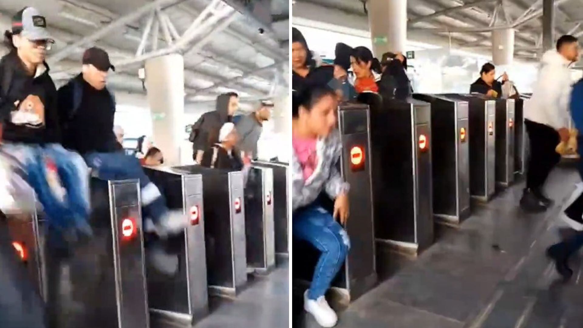 Se viralizó momento exacto donde decenas de personas se colaron en el portal en el sur de la ciudad - crédito Captura video