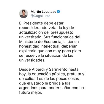 El tuit de Martín Lousteau