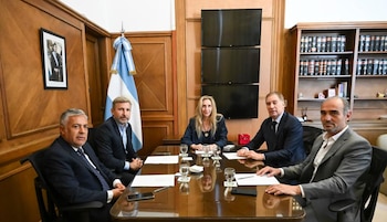 Karina Milei, Santilli y Lule Menem recibieron a Cornejo y Frigerio el 14 de abril de este año