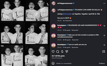 Captura de pantalla de una publicación en red social con fotos en blanco y negro de dos hombres con camisetas con la inscripción I Love Dallas