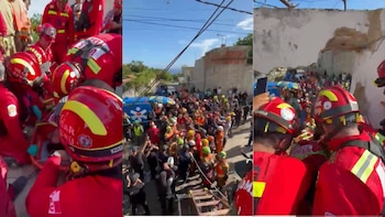 Un grupo de bomberos de Perú rescata a una sobreviviente tras tres días bajo escombros en Venezuela