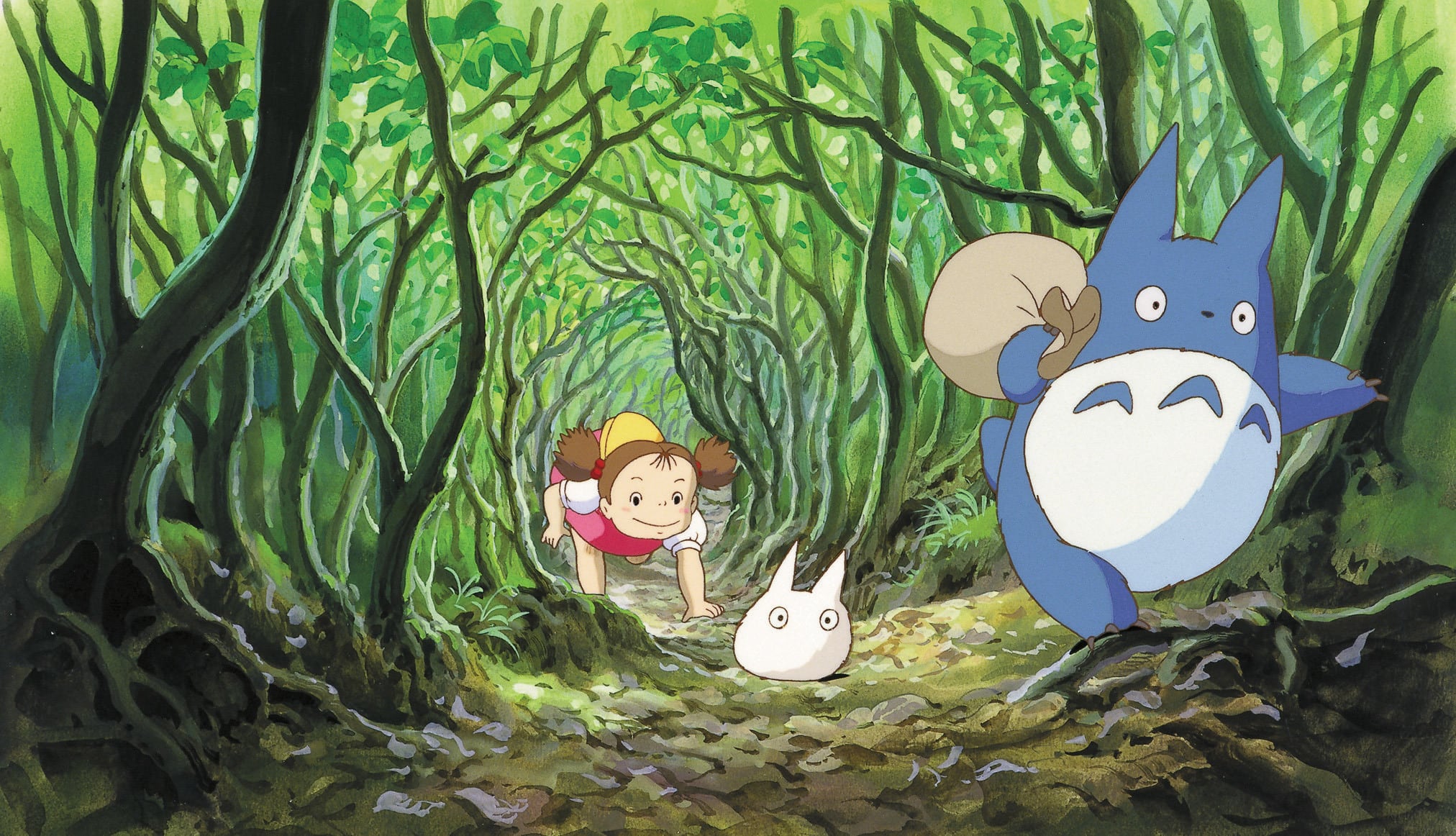 Cinemex proyecta Mi vecino Totoro desde este 10 de septiembre. La película de Hayao Miyazaki sigue a Satsuki y Mei, dos hermanas que se mudan al campo con su padre y conocen a Totoro, un espíritu del bosque. (Studio Ghibli/GKIDS via AP)