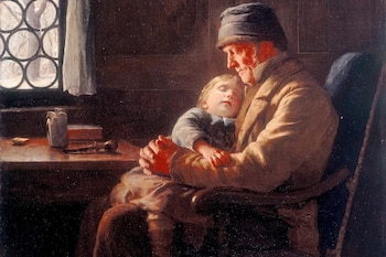 “Abuelo con nieta dormida” o