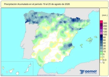 28/08/2026 España registra 633 l/m2 de lluvia acumulada desde principios de octubre, un 7% más de lo normal.
Las precipitaciones acumuladas en España desde el inicio del año hidrológico a inicios de octubre se cifran en 633 litros por metro cuadrado (l/m2), según la Agencia Estatal de Meteorología (AEMET). Esto supone un 7% más del valor normal correspondiente a dicho periodo, que se sitúa en 589 l/m2.
SOCIEDAD
AEMET