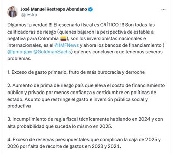 José Manuel Restrepo, exministro de