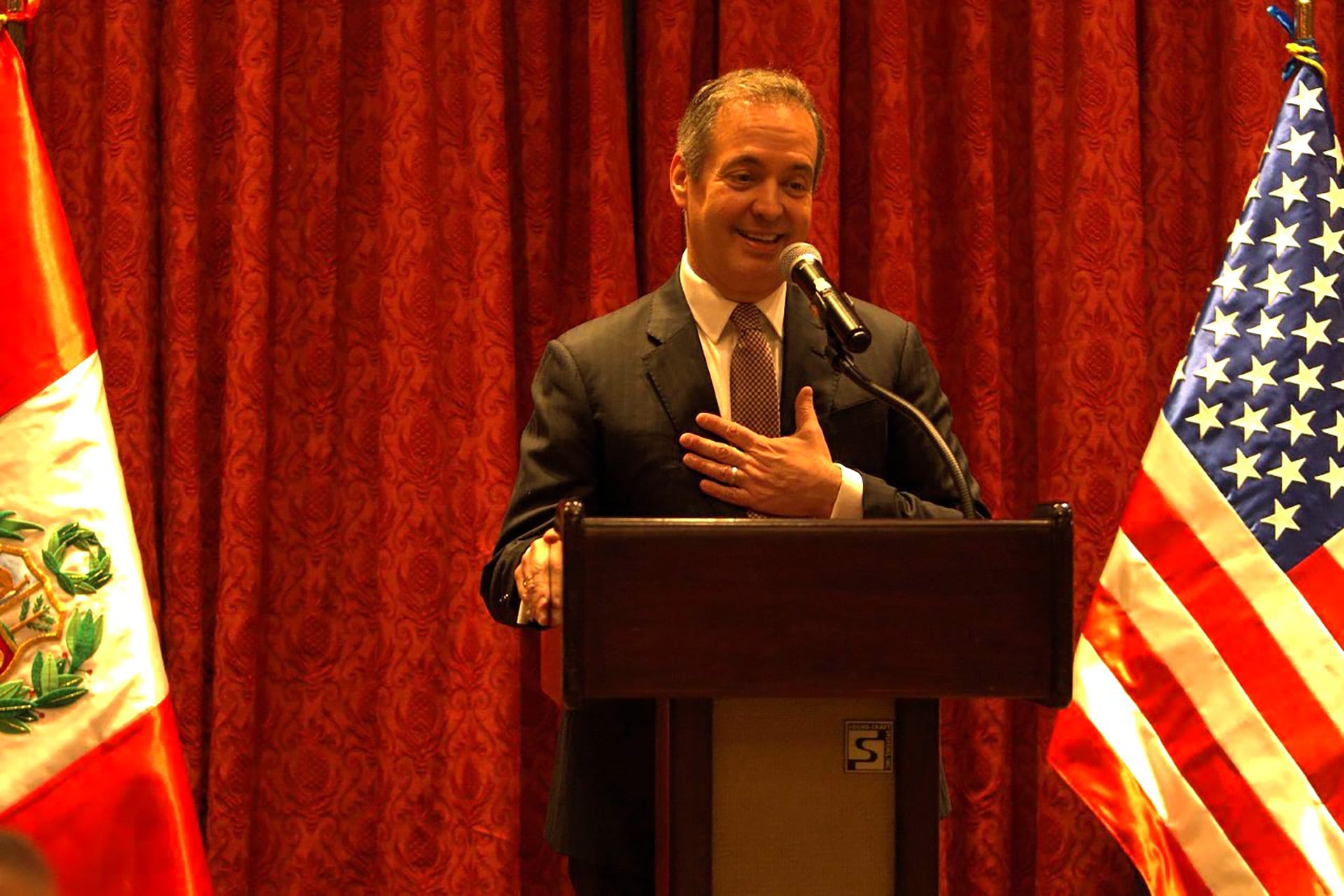 Carlos Díaz-Rosillo, director fundador de The Adam Smith Center for Economic Freedom, durante la presentación de Keiko Fujimori en el club Harvard, (New York, Estados Unidos)