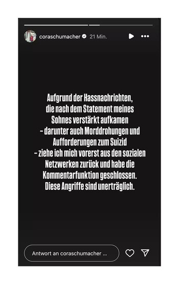 El mensaje que publicó Cora,