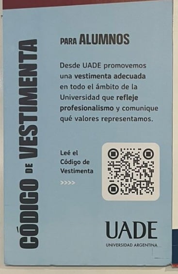 Este es el mensaje que fue pegado en las carteleras y aulas de la UADE