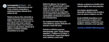 El posteo del Inamu para