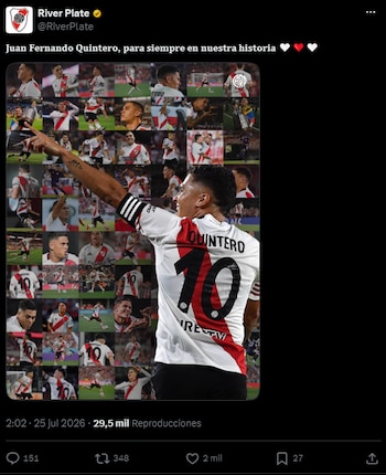Juanfer Quintero rescindió contrato con River