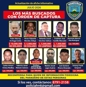 La Policía Nacional incluyó a Antony Frank Grayson en la lista de los más buscados de Honduras. (FOTO: Policía Nacional)