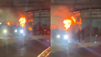 Difunden el momento en que un Metrobús de la Línea 5 se incendió en la estación Escuadrón 201: pasajeros lograron escapar