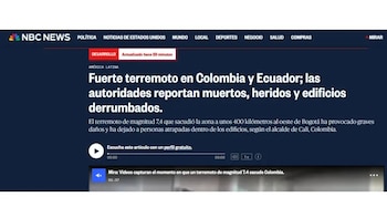 Así reportó NBC News la tragedia del terremoto en Colombia - crédito NBC News