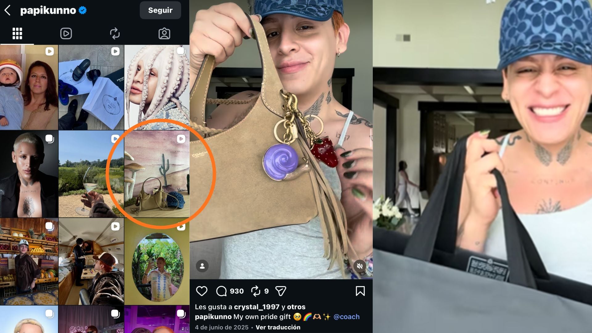 En su cuenta de Instagram y TikTok, el creador de contenido subió una foto de su bolso en el cuarto de Inti. (Captura de pantalla @papikunno)