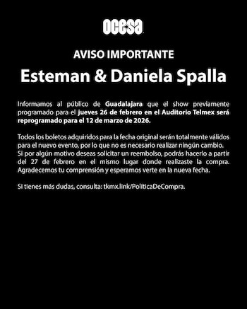 OCESA anuncia la reprogramación del