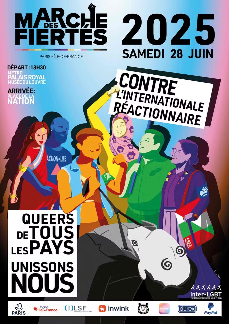 El afiche que causó polémica. Marcha de los Orgullos. Queers del mundo uníos, el nuevo lema de la izquierda
