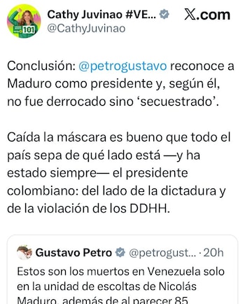 Cathy Juvinao arremetió contra Gustavo