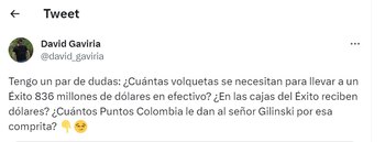 Tuit de David Gaviria.