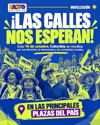 El Pacto Histórico, la Central Unitaria de Trabajadores (CUT) y Fecode figuran entre las organizaciones convocantes de las movilizaciones nacionales contra el Gobierno de Abelardo de la Espriella - crédito @MafeCarrascal/X