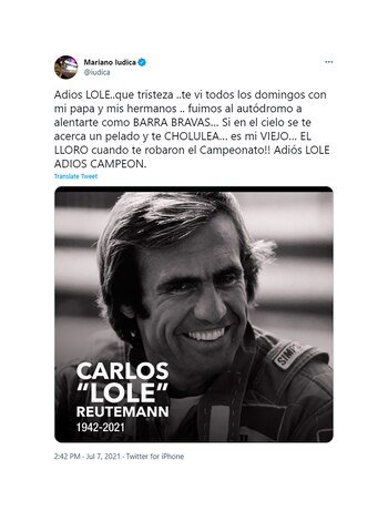 Famosos despiden a Carlos Reutemann