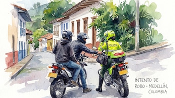 Capturaron a dos hombres tras intento de robo a una patrullera de la Policía en Medellín: un delincuente resultó herido