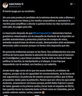 Isabel Zuleta - crédito @ISAZULETA/X