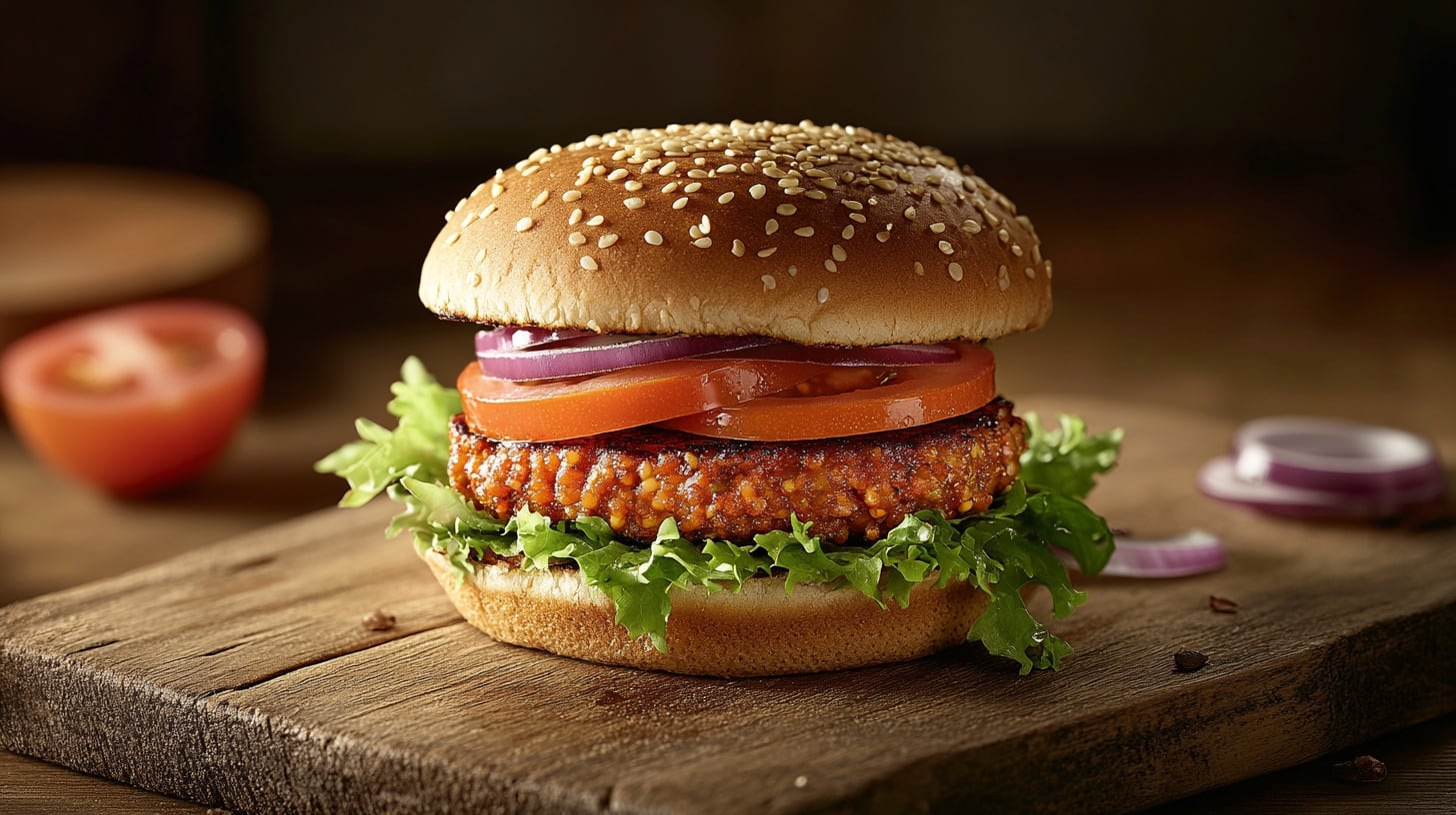 Esta hamburguesa vegetariana combina garbanzos cocidos, verduras frescas y especias, formando un medallón dorado y tierno.(Imagen Ilustrativa Infobae)