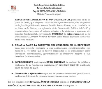 Resolución a favor de Zoraida