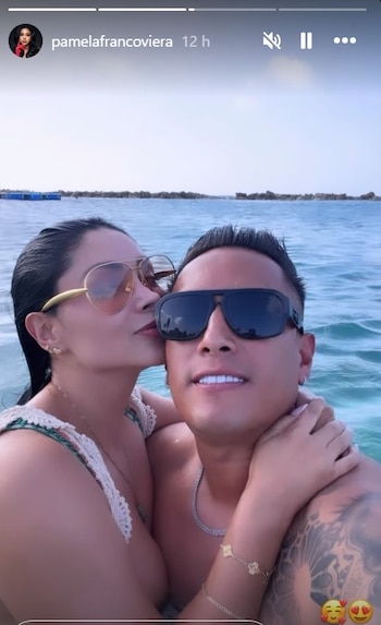 Pamela Franco y Cueva reaparecen desde el Caribe con romántico mensaje a horas de la boda de Karla y Domínguez. Captura: Instagram.