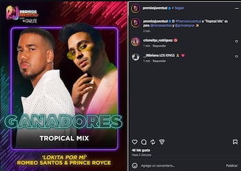 “Lokita Por Mí” de Romeo Santos y Prince Royce se llevó el premio.