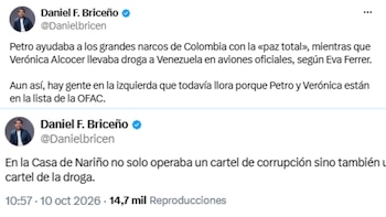 Las reacciones incluyeron solicitudes para que entidades colombianas y autoridades de Estados Unidos indaguen las denuncias - crédito @Danielbriceñ/X