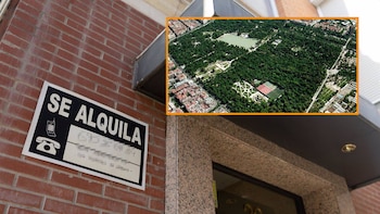 Cartel de alquiler en Madrid.