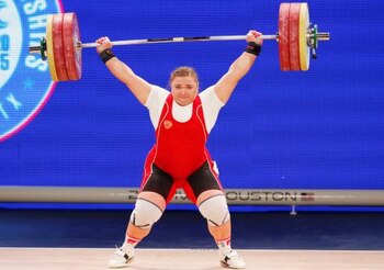 HOUSTON, TX - NOVEMBER 28: Tatiana Kashirina of Russia competes in the women's +75kg weight class during the 2015 International Weightlifting Federation World Championships at the George R. Brown Convention Center on November 28, 2015 in Houston, Texas. (Photo by Scott Halleran/Getty Images)