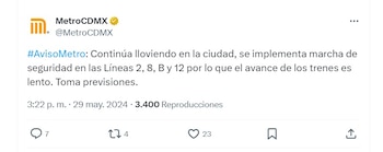 Metro CDMX hoy 29 mayo 2024