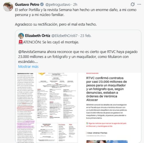 El jefe de Estado señaló que los rumores sobre su expareja hicieron daño a su familia - crédito @petrogustavo/X