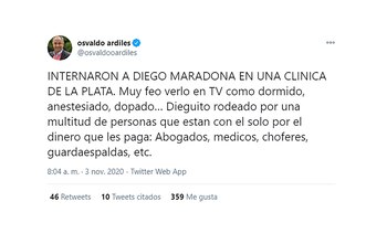 Osvaldo Ardiles, duro contra el