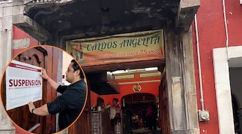 Los sellos instalados en la sucursal del Centro Histórico de Puebla impiden la venta de alimentos, bebidas y servicios. (Especial)