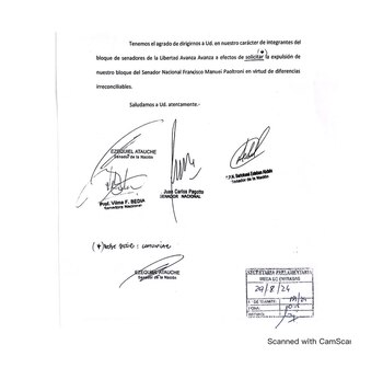 Carta que ingresó hoy con