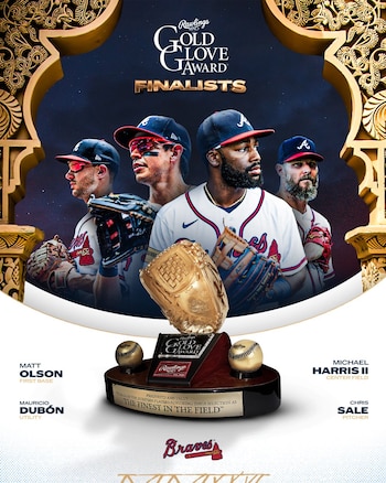 La solvencia del atleta catracho en el campocorto y el jardín izquierdo lo impulsó entre los tres finalistas de la Liga Nacional que disputarán el valioso premio otorgado por las Mayores. (Cortesía: Atlanta Braves)