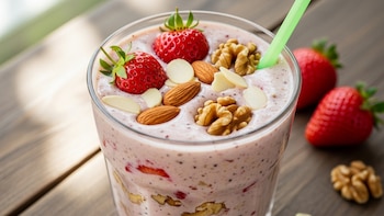 Batido energético de fresas, almendras y nuez: la bebida saludable que llena de energía desde el primer sorbo