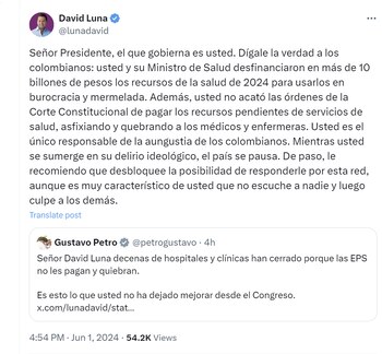 David Luna aseguró que el