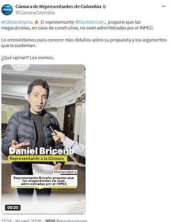 Daniel Briceño planteó administración privada para las megacárceles - crédito @CamaraColombia/X
