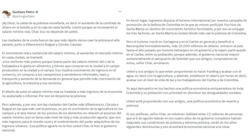 O presidente explicou que a redução da pobreza está ligada ao aumento do salário mínimo e a outras condições económicas nacionais. - crédito @petrogustavo/X