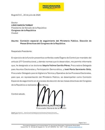 La elección de la nueva presidencia del Senado, que enfrenta a Alfredo Deluque y Honorio Enríquez, contará con el acompañamiento del Ministerio Público a través de dos procuradores delegados - crédito Procuraduría General de la Nación