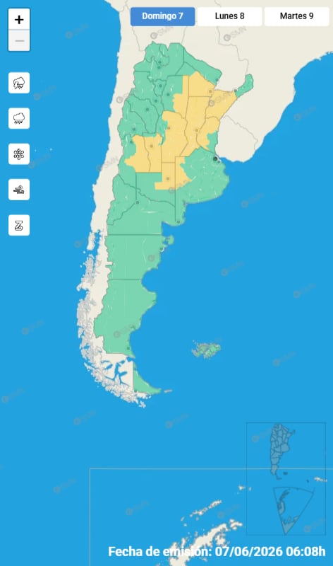 Las alertas para el resto del país por tormentas