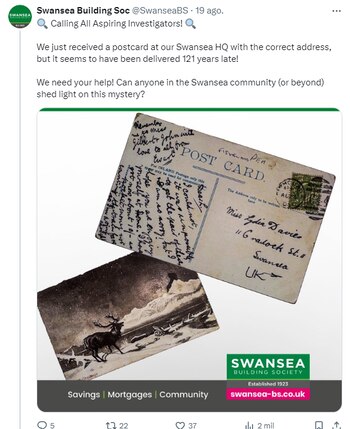 Mensaje en Twitter de Swansea