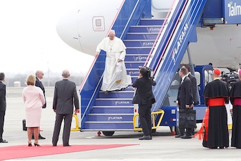 El 18 de enero de 2018, desde Chile, el Papa Francisco llegó a Perú para iniciar esperada visita pastoral. ANDINA/Prensa Presidencia.