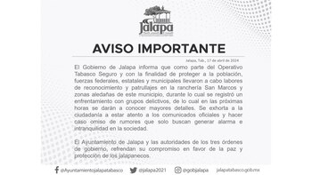 Comunicado del Ayuntamiento de Jalapa