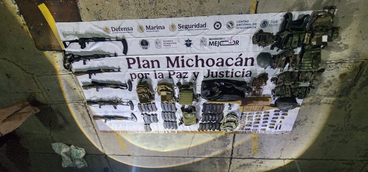 El operativo fue realizado por el Ejército Mexicano, Guardia Nacional y la Secretaría de Seguridad y Protección Ciudadana. (X @SSeguridad_Mich)