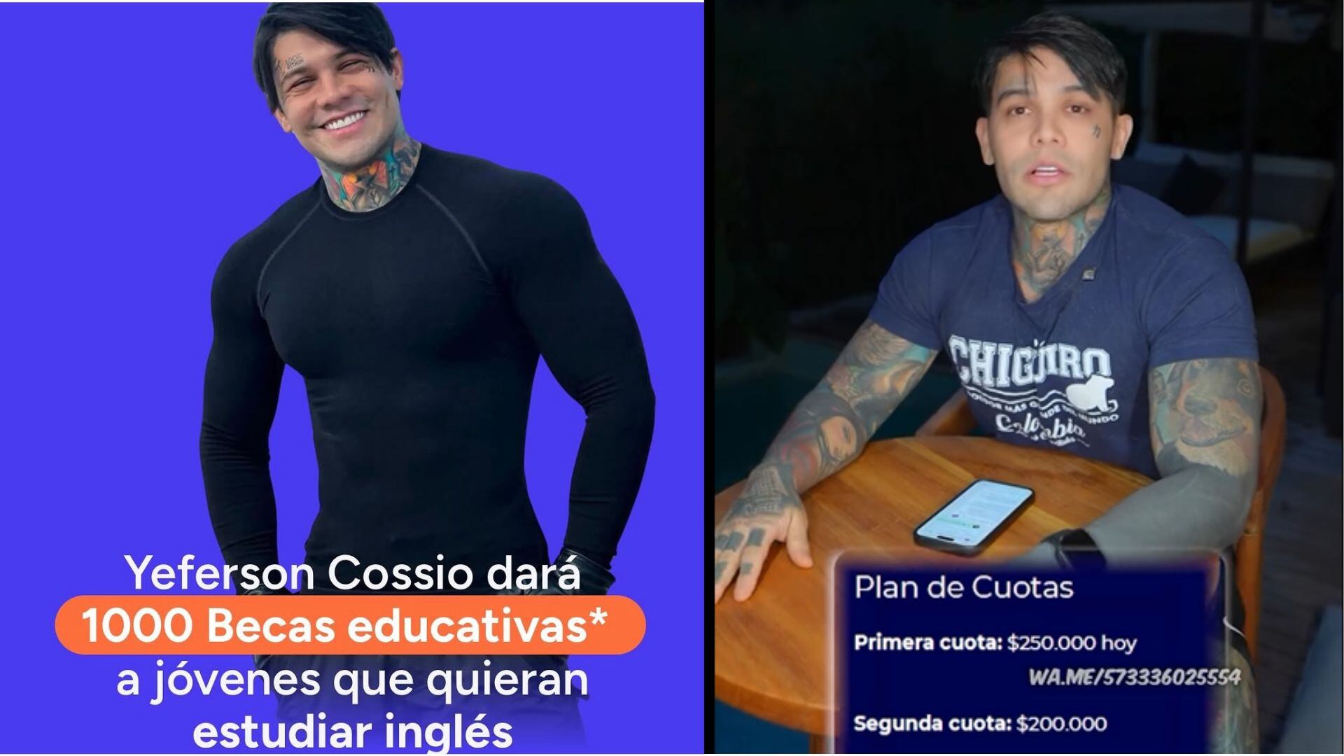 El ‘influencer’ Yeferson Cossio anunció alianza para entregar becas a sus seguidores, serán del 90%
